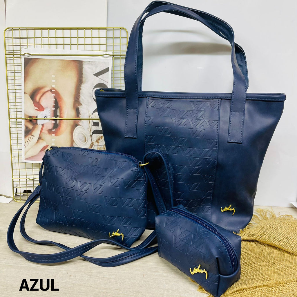 💖 TRÍO ELEGANTE EN CUERO – Bolso + Billetera + Cosmetiquera