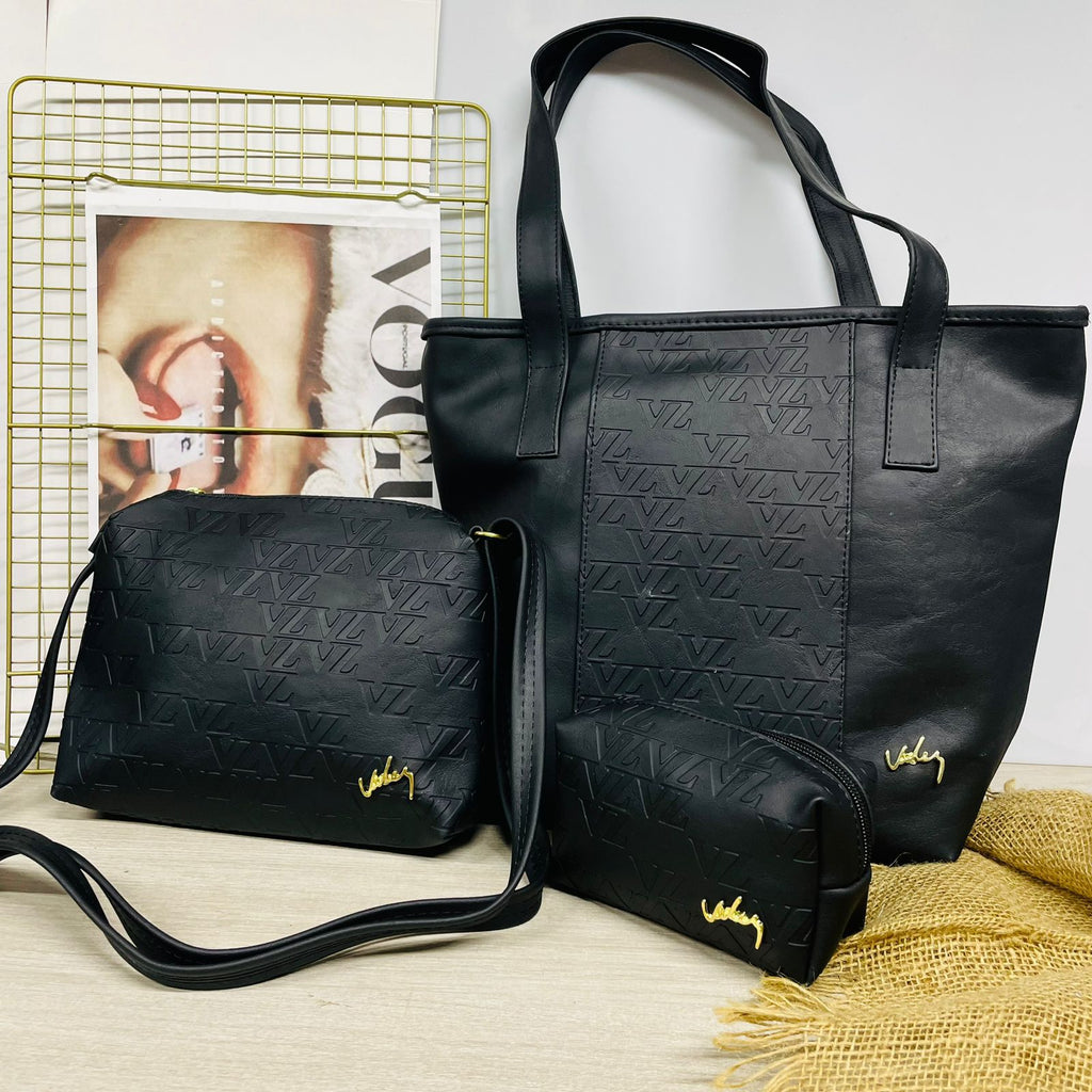 💖 TRÍO ELEGANTE EN CUERO – Bolso + Billetera + Cosmetiquera