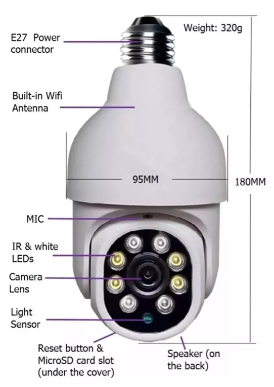 Camara Bombillo De Seguridad 360 Girato