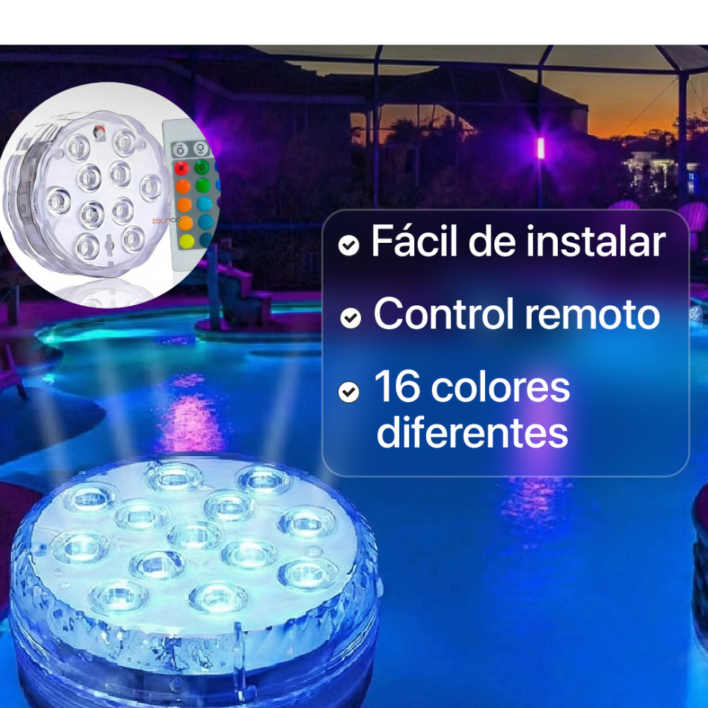 Kit de iluminación RGB para piscinas - Inalámbrico con control remoto
